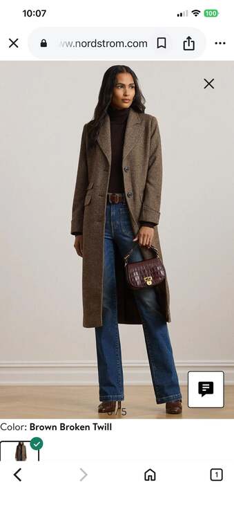 Lauren Ralph Lauren Longline Herringbone Wool Blend Reefer Coat - Picture 2 of 15